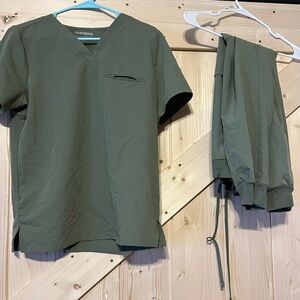Mandala Olive Green Women's Scrub Set size medium